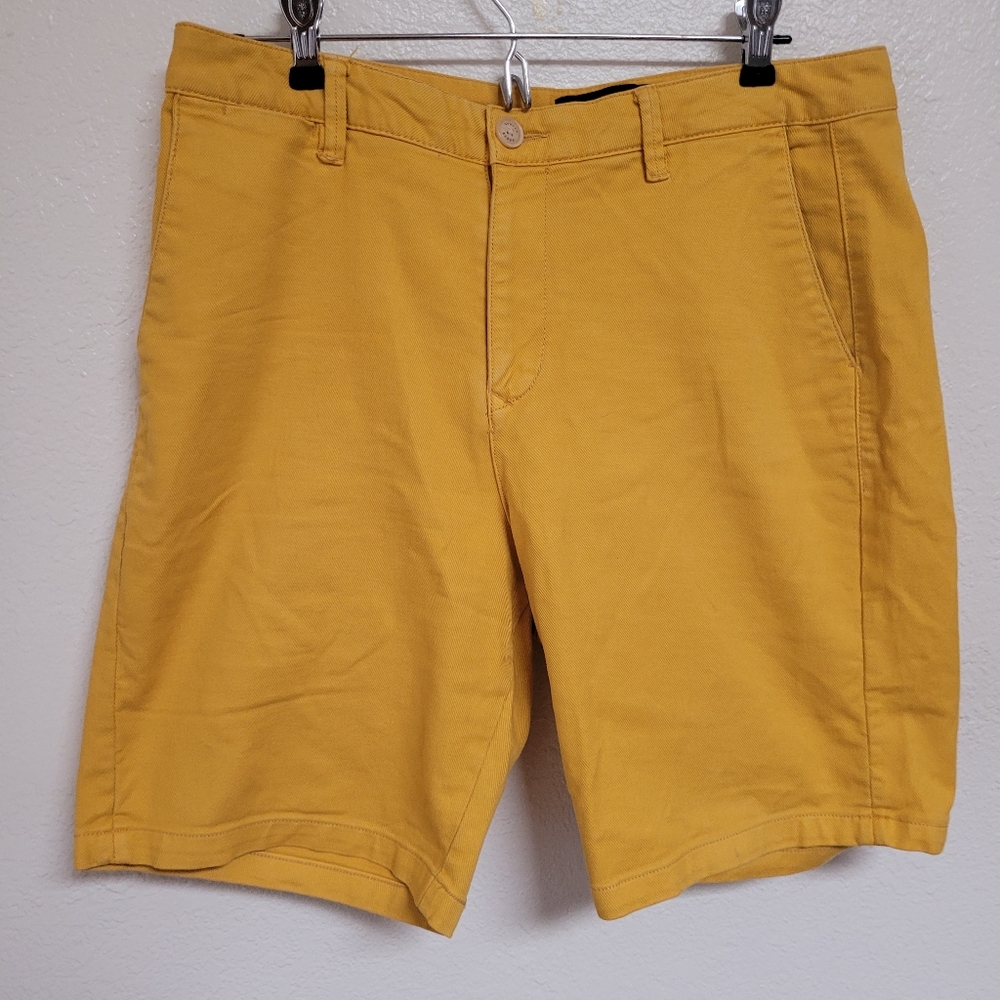 Scotch and Soda Mustard Yellow Flat Front Shorts